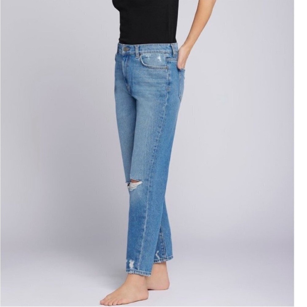 Current Elliott Cloudburst Distressed Straight Leg Jeans Blue 26 CE1013CN14